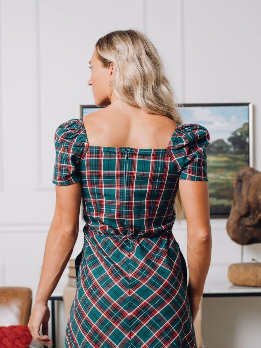 Hope & Henry Sweetheart Dress - Festive Green Plaid - Picture 6 of 8